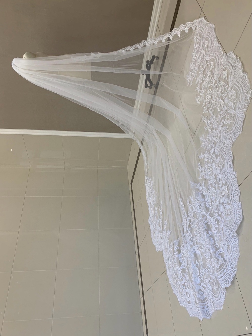 Custom IVORY Lace Wedding Veil with Cathedral Train